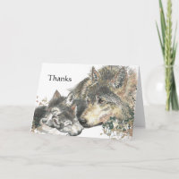 Thanks Watercolor Wolf & Cubs Animal Art