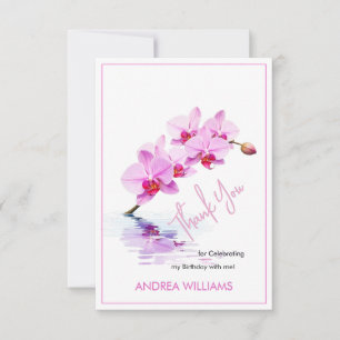 Thanks, Wild Orchid Flower Blossoms 50th Birthday Thank You Card