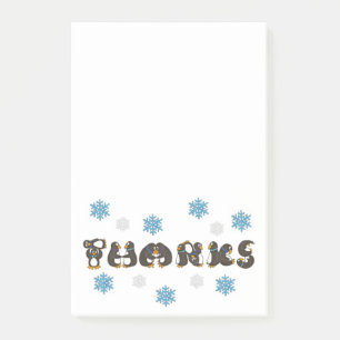 THANKS Winter Snow Penguin Thank You Post Its Post-it Notes