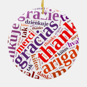 Thanks word cloud ceramic ornament