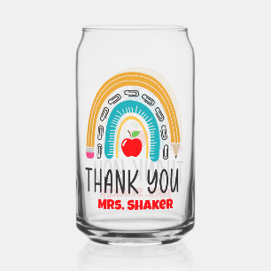 Thanks You Teacher Appreciation Apple Pencil Can Glass
