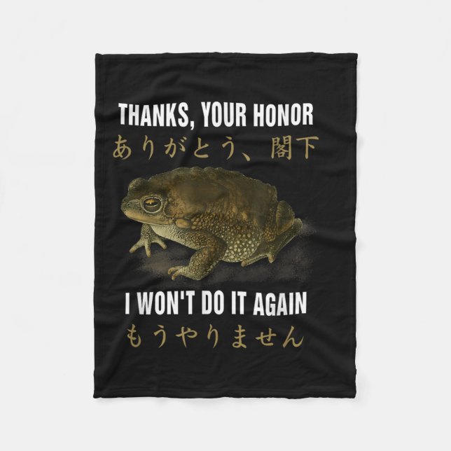 Thanks Your Honor I Won't Do-it Again Frog English Fleece Blanket (Front)