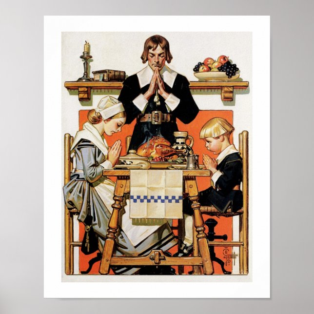 "Thanksgiving 1648". Poster d'art vintage (Devant)