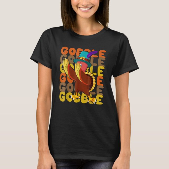 Thanksgiving 2022 Pilgrim Gobble Dabbing Turkey Au T-Shirt (Front)