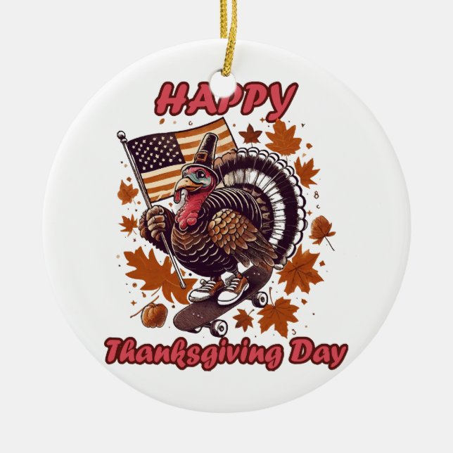 Thanksgiving 2023  ceramic ornament (Front)