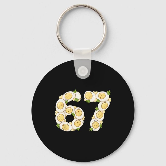 Thanksgiving 67 Deviled Eggs Funny Six Seven Devil Keychain (Front)