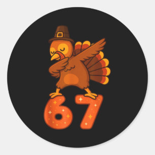 Thanksgiving 67 Meme Six Seven Funny Turkey  Classic Round Sticker