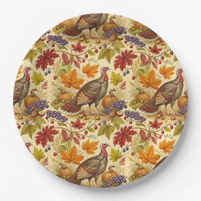 Thanksgiving Abundance Paper Plate (Front)