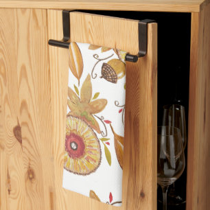 Thanksgiving Acorn Fall Mood Watercolor Kitchen Towel