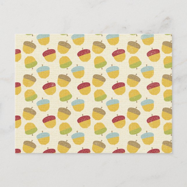 Thanksgiving Acorn Pattern Holiday Postcard (Front)