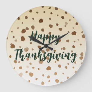 Thanksgiving Acorns Large Clock