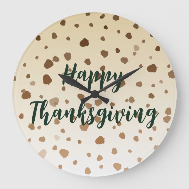 Thanksgiving Acorns Large Clock (Front)