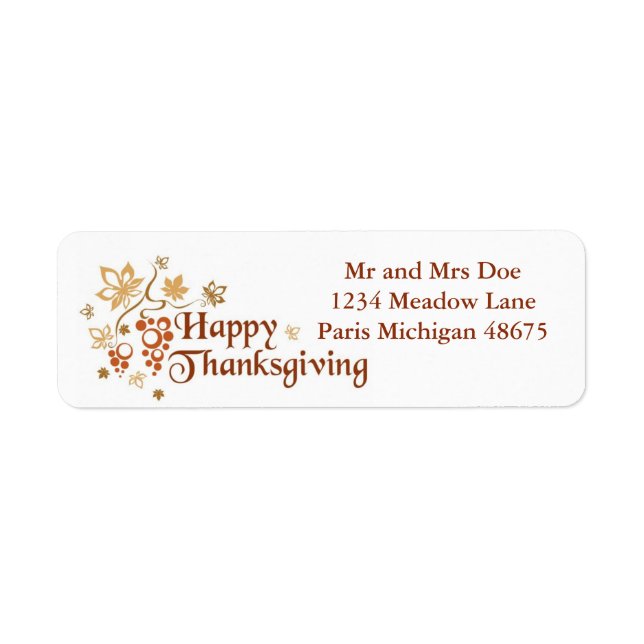 Thanksgiving Address Labels/Happy Thanksgiving (Front)