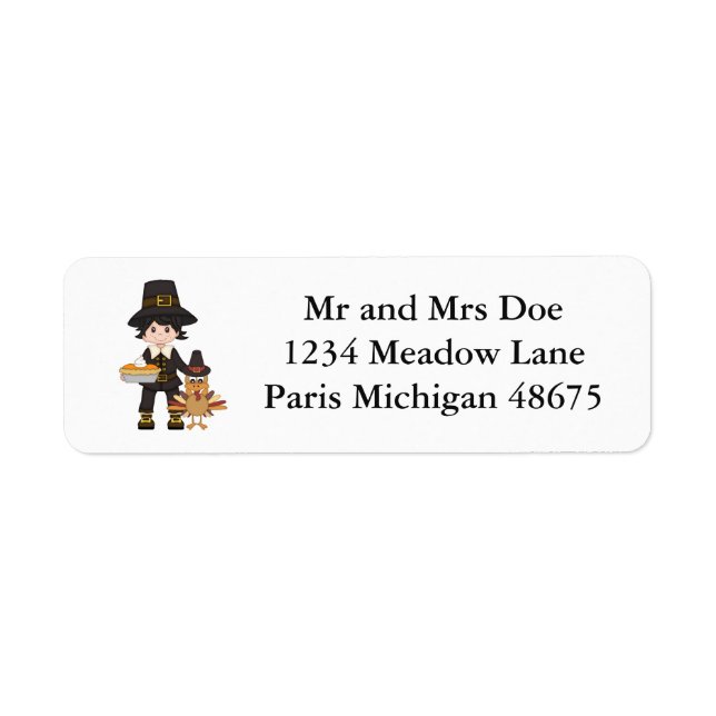Thanksgiving Address Labels/Pilgrim (Front)