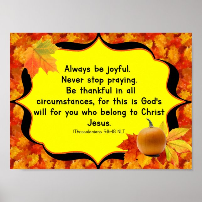 Thanksgiving Affiche du verset de la Bible d'autom (Devant)