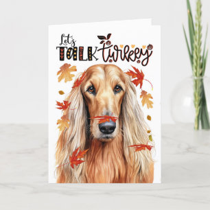 Thanksgiving Afghan Hound Dog Lets Talk Turkey Holiday Card