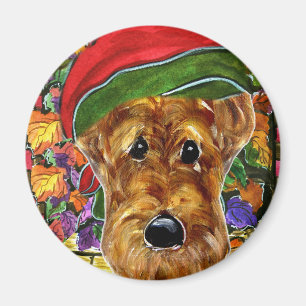 Thanksgiving Airedale Terrier Magnet