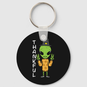 Thanksgiving Alien Thankful Funny Fall Space Men B Keychain