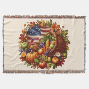 Thanksgiving/American/fall/autumn Throw Blanket