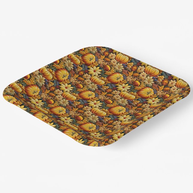 Thanksgiving and Fall Season Paper Plate (Angled)