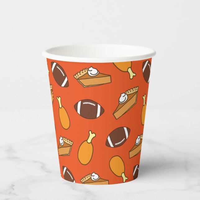 Thanksgiving and Football Pattern Paper Cups (Front)