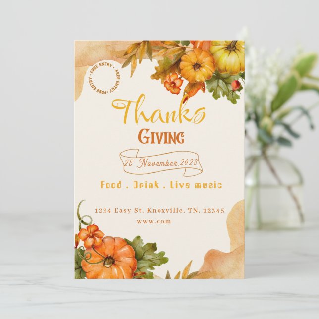 Thanksgiving automne Invitation (Debout devant)