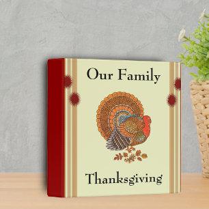 Thanksgiving Autumn Coloured Male Turkey Stripes Binder