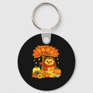 Thanksgiving Autumn Fall Hedgehog Leaf Fall Tree Keychain