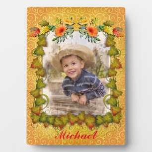 Thanksgiving Autumn Fall Maple Leaf and Sunflower Plaque