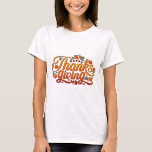 Thanksgiving Autumn Fall Maple Leaves and pumpkins T-Shirt