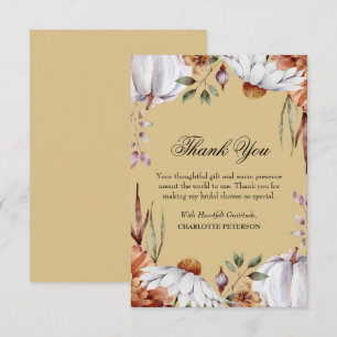 Thanksgiving Autumn Fall  Season Bridal Shower  Thank You Card