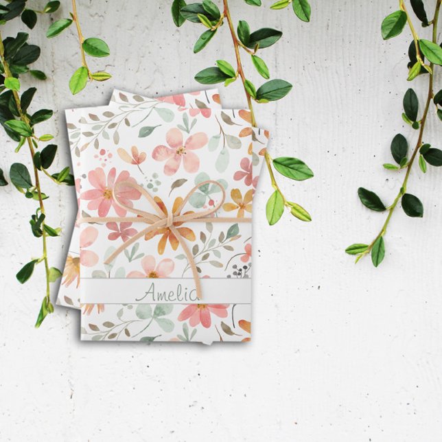 Thanksgiving  Autumn flower orange pattern name Wrapping Paper Sheet (Creator Uploaded)