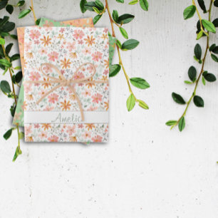 Thanksgiving Autumn flower yellow pattern name Wrapping Paper Sheet