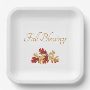 Thanksgiving Autumn Foliage Rustic Paper Plate