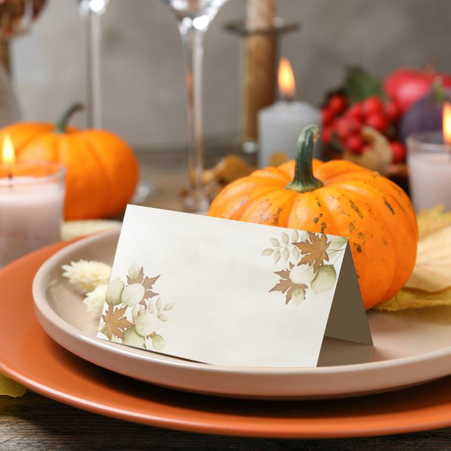 Thanksgiving Autumn Greenery Fall Foliage Elegant Place Card (Creator Uploaded)
