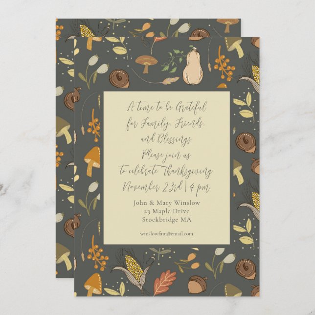 Thanksgiving Autumn Harvest Dinner Invitation (Front/Back)