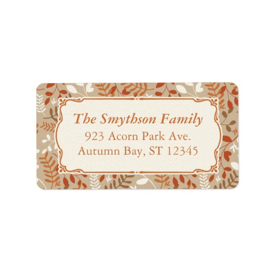 Thanksgiving Autumn Harvest Fall Foliage Label