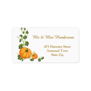 Thanksgiving, autumn harvest, two pumpkins Label