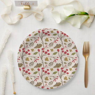 Thanksgiving Autumn Leaves Fall Dinner party Paper Plate