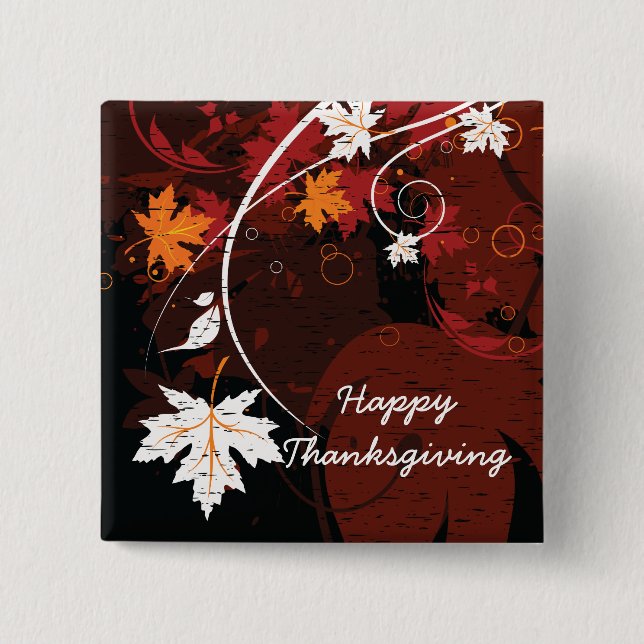 Thanksgiving autumn leaves-maple custom products 2 inch square button (Front)