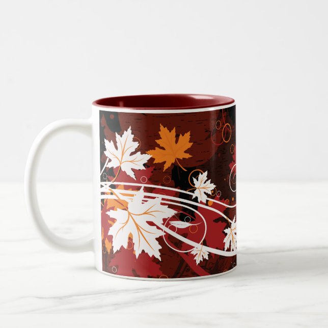 Thanksgiving autumn leaves-maple custom products Two-Tone coffee mug (Left)