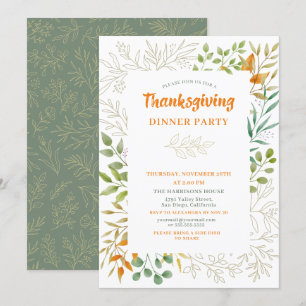 Thanksgiving Autumn Leaves Watercolor Fall Foliage Invitation