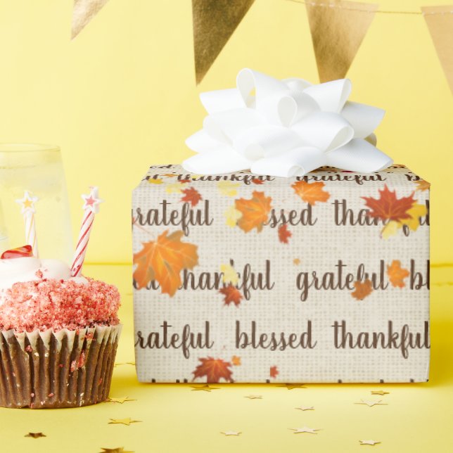 Thanksgiving Autumn Leaves Wrapping Paper (Birthday Party)