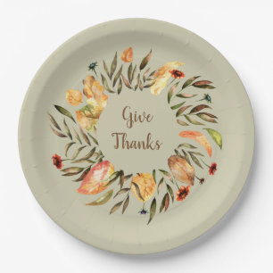 Thanksgiving  Autumn Leaves Wreath Paper Plate