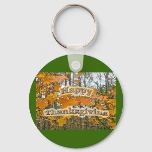 Thanksgiving Autumn Maple Foliage Keychain