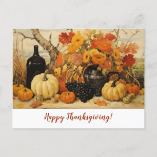 Thanksgiving Autumn Painting Postcard