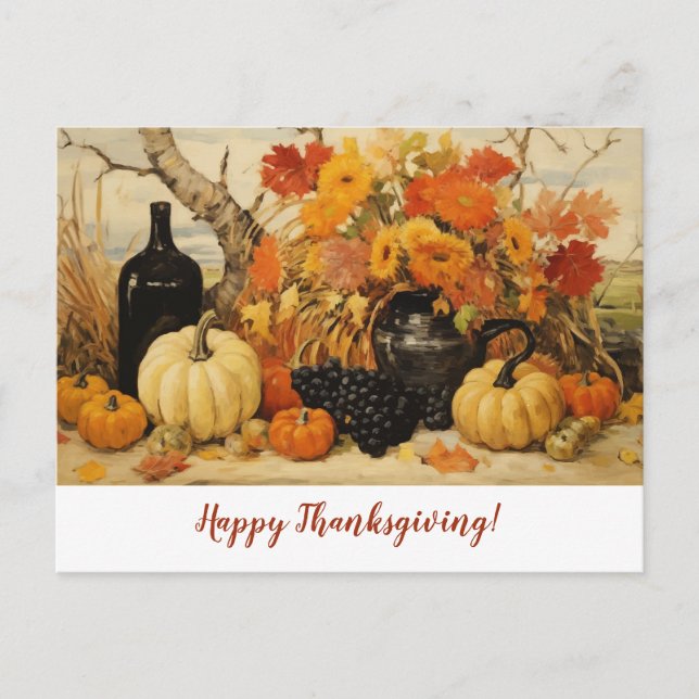 Thanksgiving Autumn Painting Postcard (Front)
