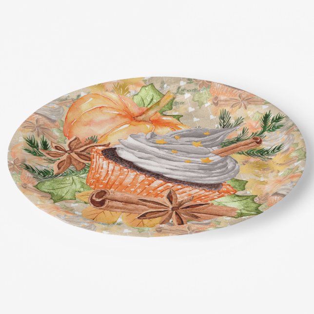 Thanksgiving Autumn pattern Paper Plate (Angled)