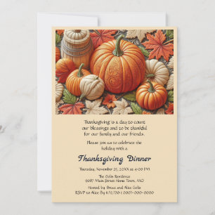 Thanksgiving Autumn Pumpkins  Dinner Invitation