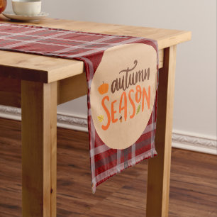 Thanksgiving,Autumn Season Script, Chequered Medium Table Runner